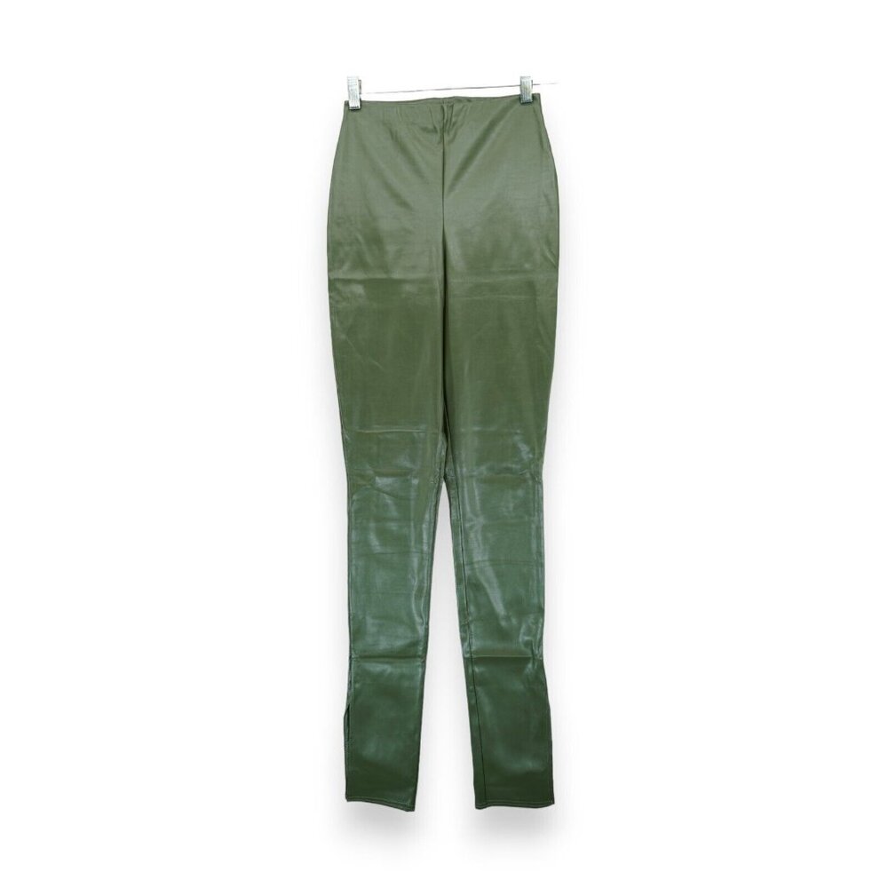NWT‎ Pretty Little Things Faux Leather Pants Womens Size 4 ~ Green Elastic Waist